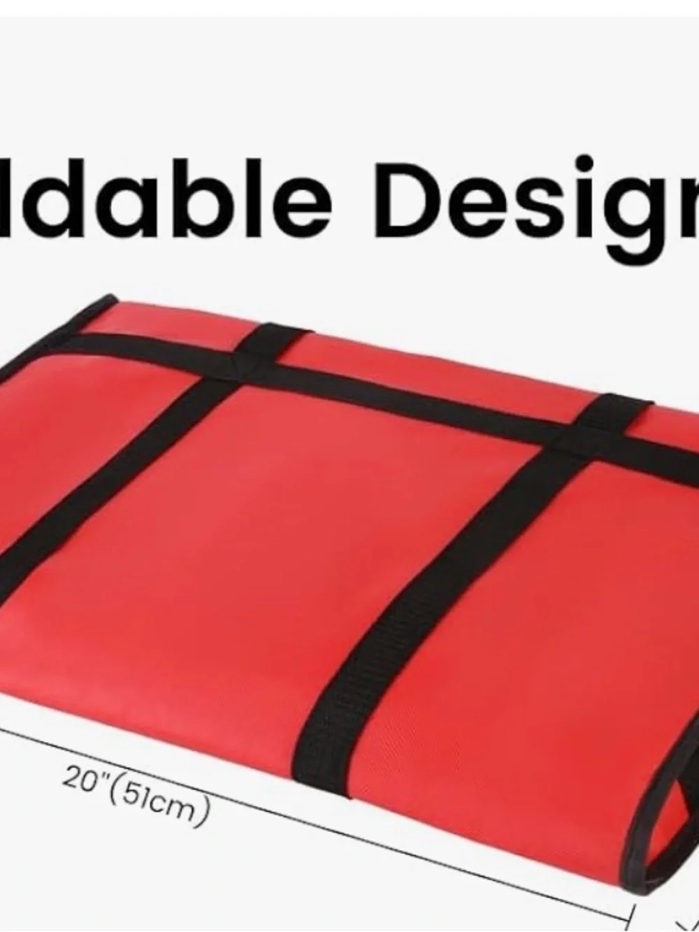 Large Red Insulated Delivery Tote Bag with Black Trim